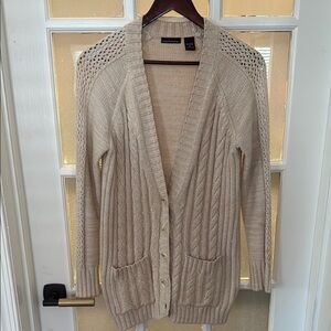 Cable Knit Beige Cardigan Sweater